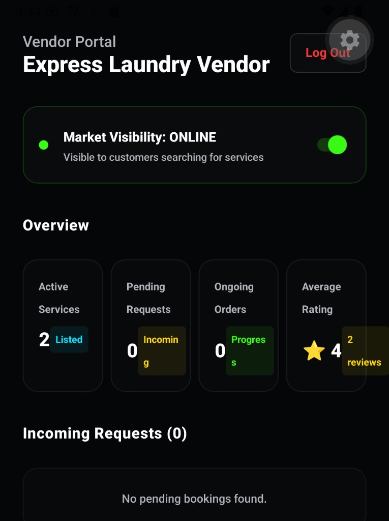 Service Catalog screen
