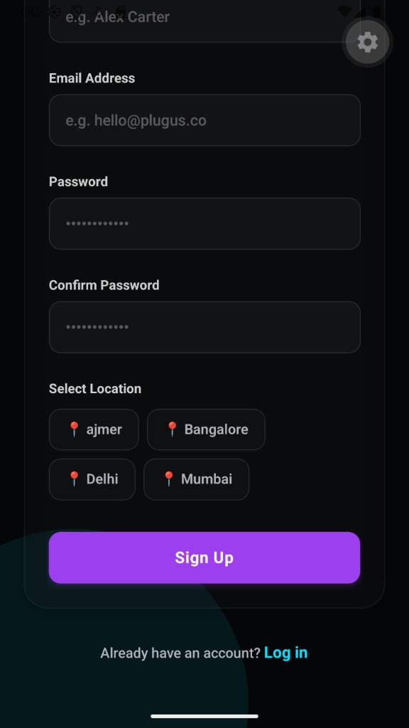 Home and Services screen